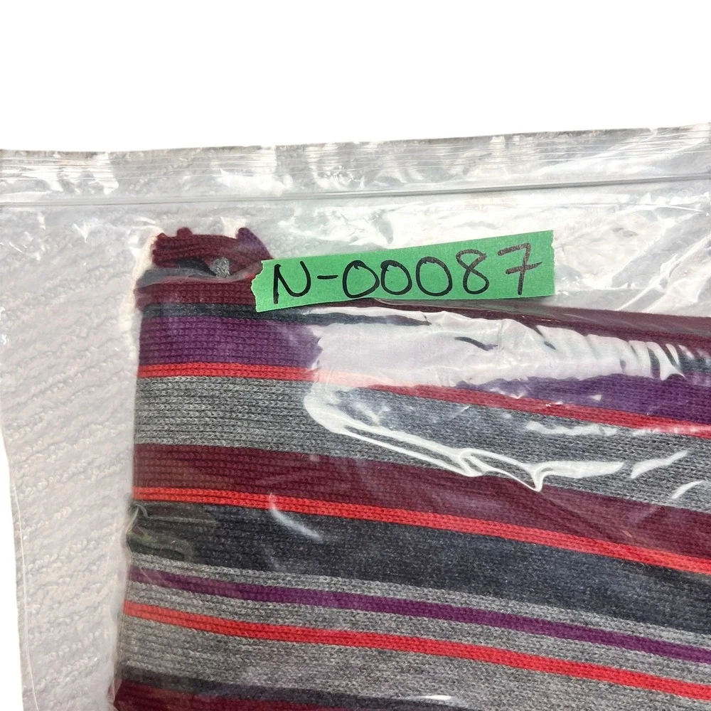 Ted Baker London Mens Striped Knit Scarf Grey Burgundy Purple Orange Fringe